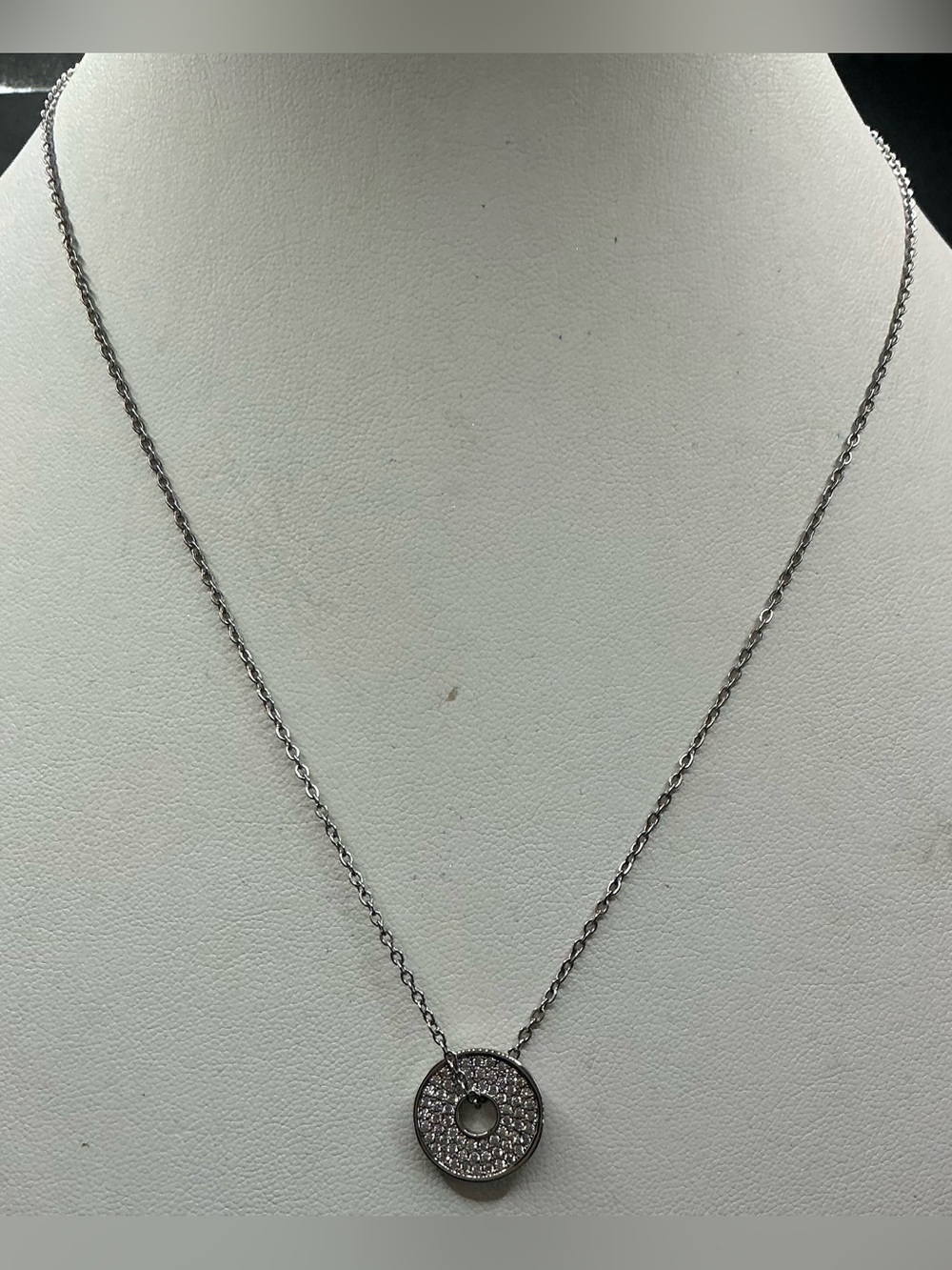 PARK LANE REVERSIBLE FLOATING DISC SILVER TONE PENDANT NECKLACE